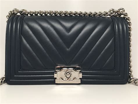 chanel chevron boy bag navy|Chanel boy bag price.